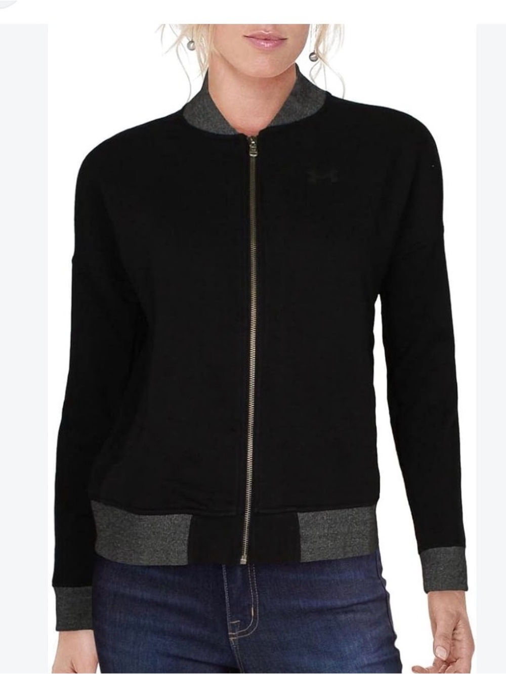 Under Armour Women’s Navy Bomber Jacket with Gray Trim